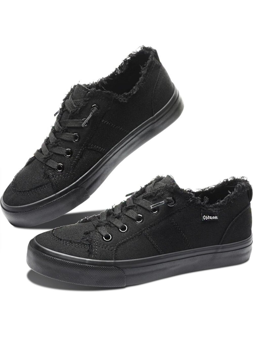 Womens Black Canvas Play Fashion Sneaker Canvas Slip on Shoes Fashion Sneaker